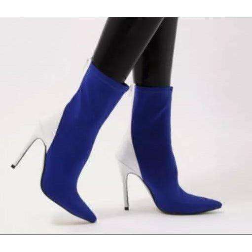 STILETTO HEEL SHORT BOOTS - BLUE / 8