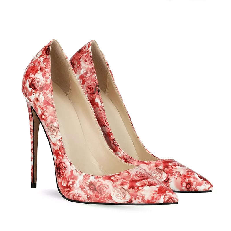 FLOWER PRINTED TOE HEEL