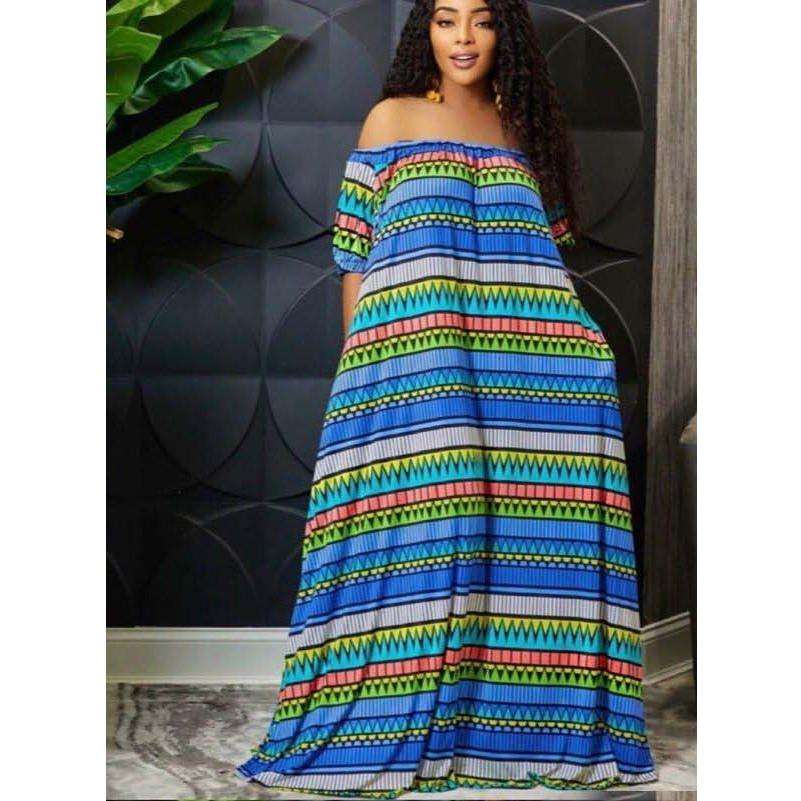 Multi Color Off Shoulder Dress