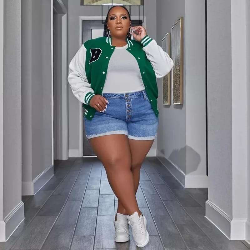 Baseball Uniform Jacket - DARK GREEN & KHAKI / M