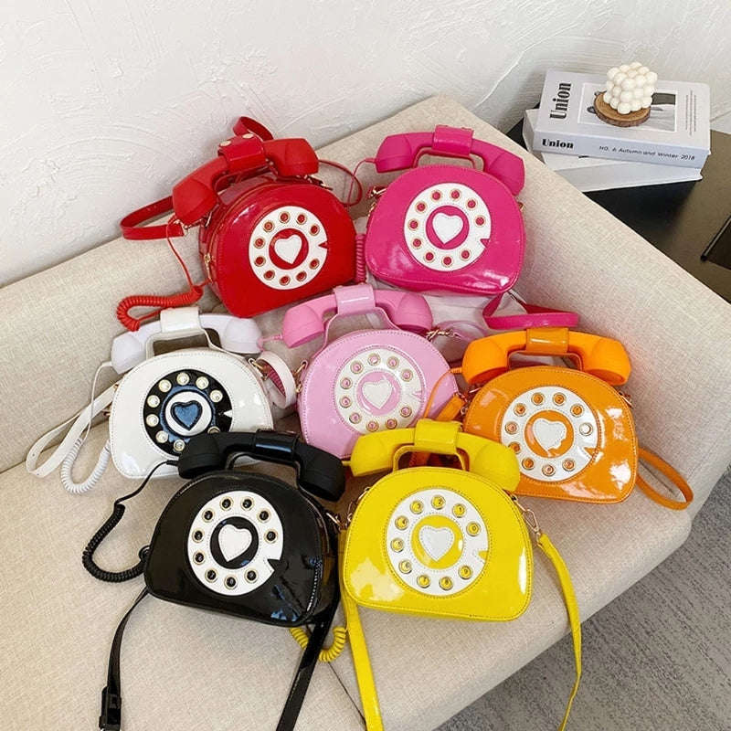 Funny Telephone Shaped Women Handbags - WHITE
