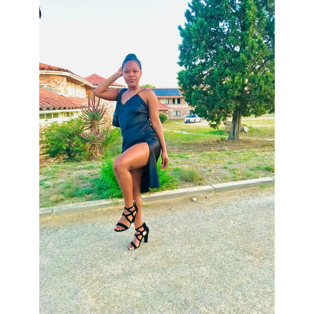 Bodycon Sleeveless Satin Dress - BLACK / M