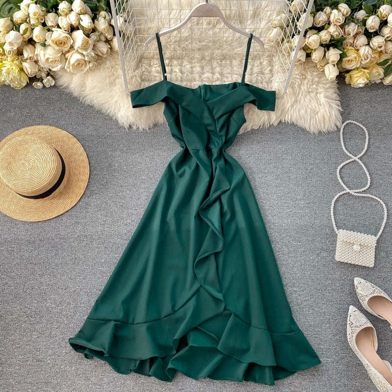 Satin V-Neck Sexy Dress - YELLOW / XS