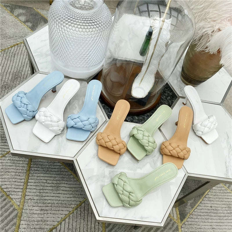 Open Toe Flat Casual Slipper - BLUE / 3