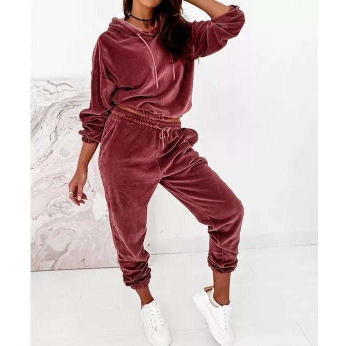 Velvet Tracksuit Set - GREEN / L