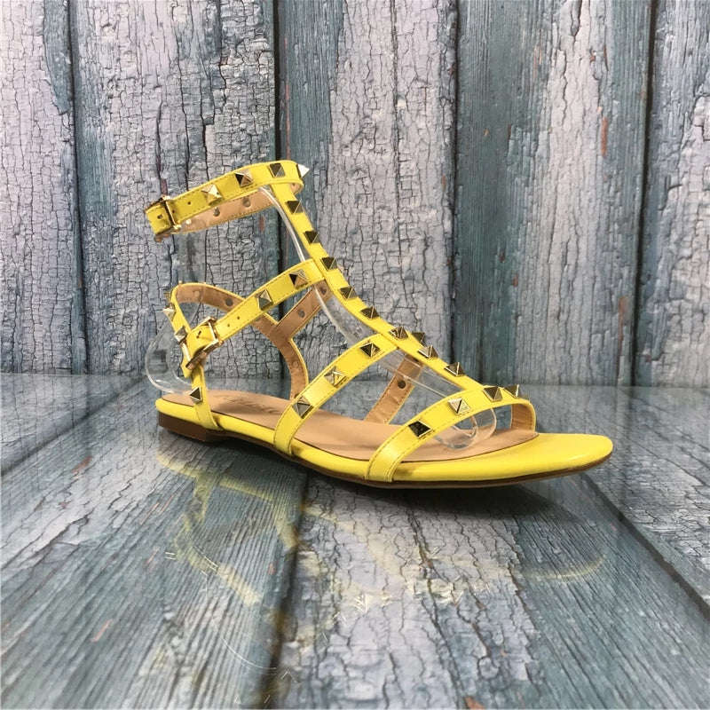 Buckle-strap Sandals - YELLOW / 5