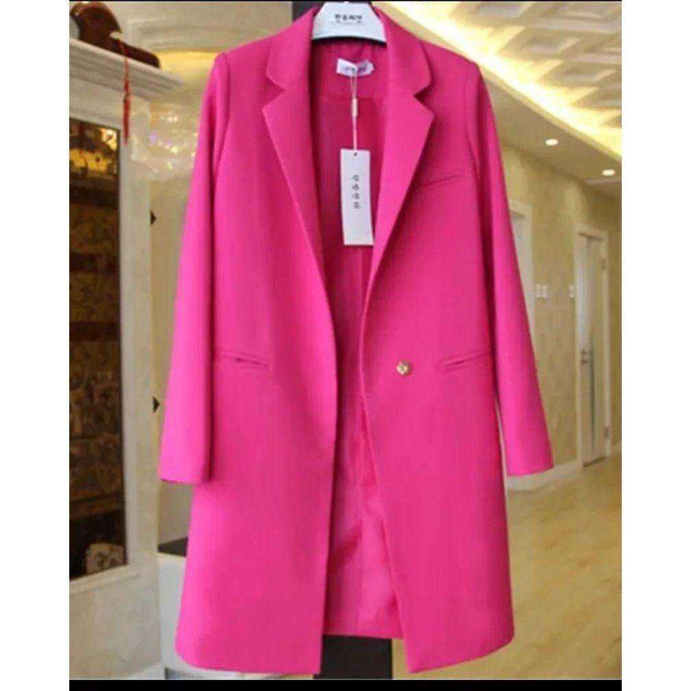 Slim Side Blazer Coat - BEIGE / L