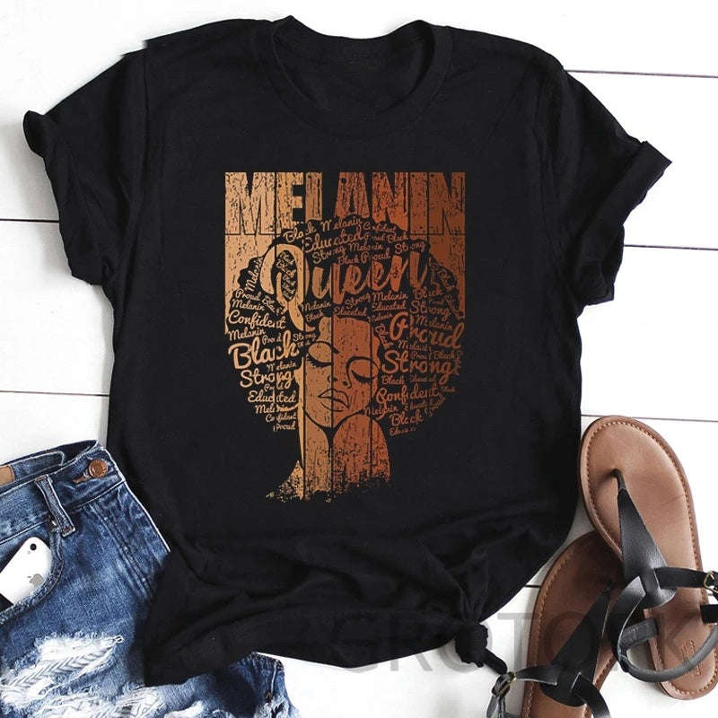 Melanin print T-shirt - WHITE / XL