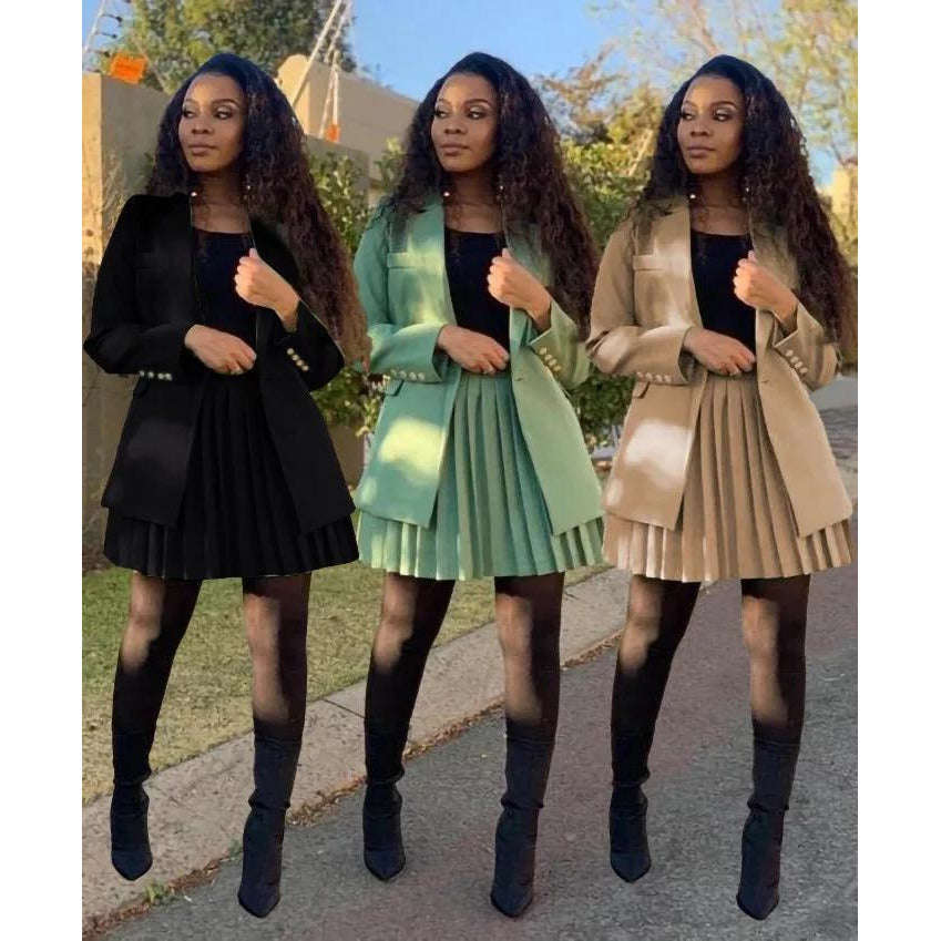 Formal office skirt and Blazer Suit - YELLOW / 3XL