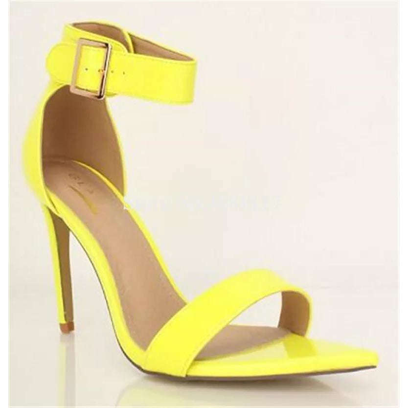 Open Toe Stiletto Pointed Heel Sandals - LIME / 3