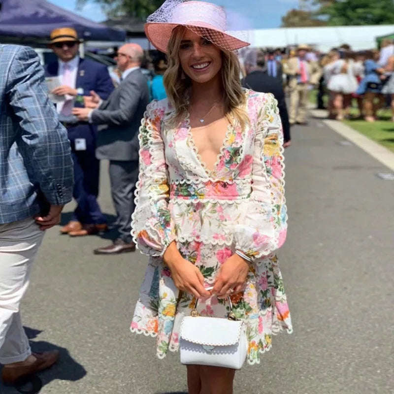 V-Neck Floral Dress - 38