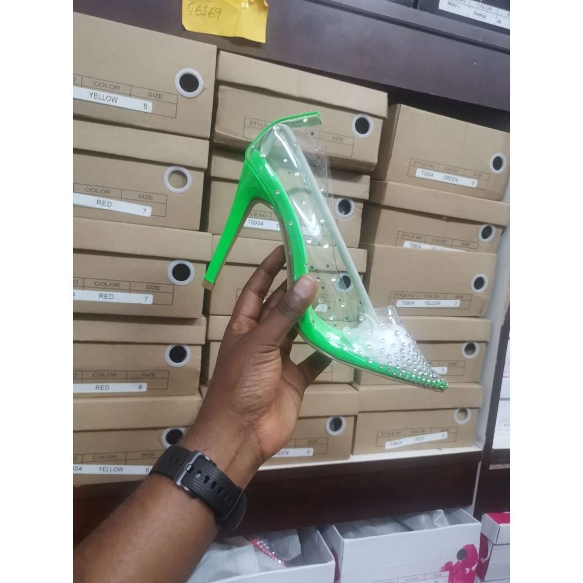 PVC Pumps Stilettos High Heels Shoes - PINK / 5