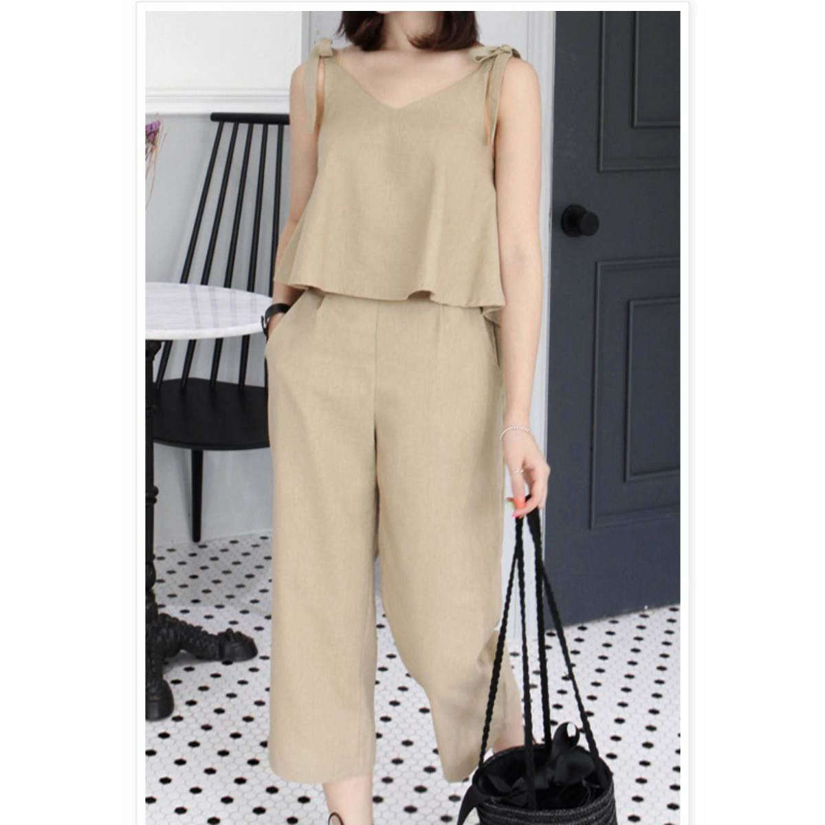 Off Shoulder Casual Set - BLACK / M