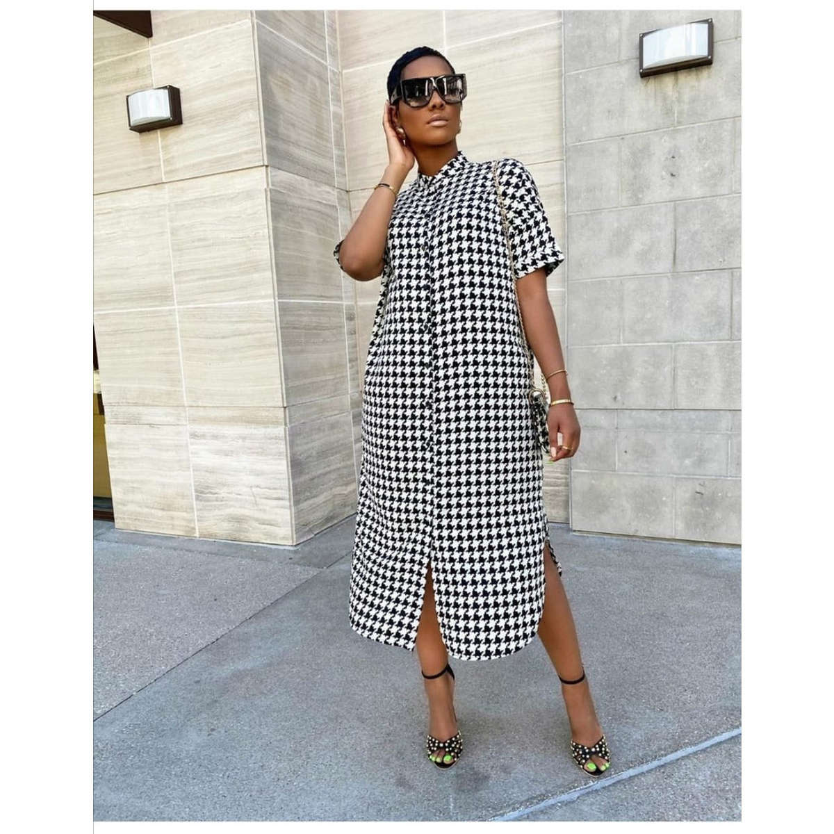 Plaid Shirt Dress - 34