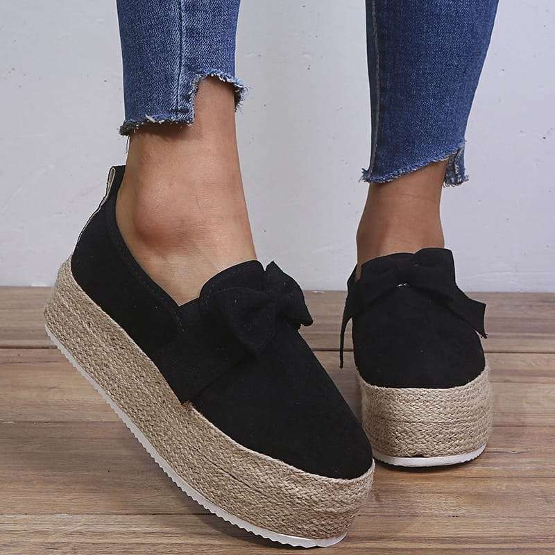 Platform Bow Shoes - GREEN / 6