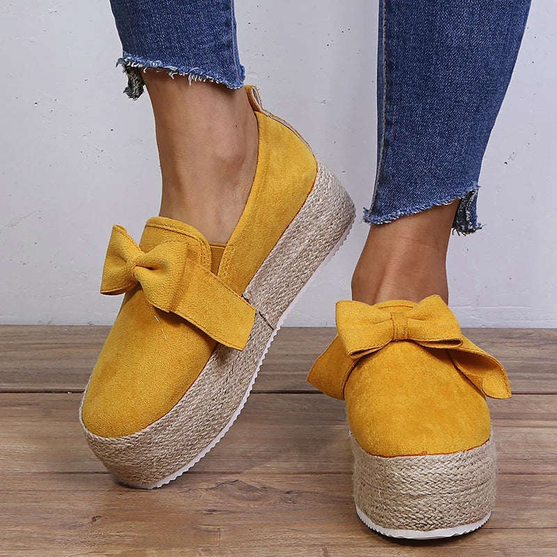 Platform Bow Shoes - GREEN / 6