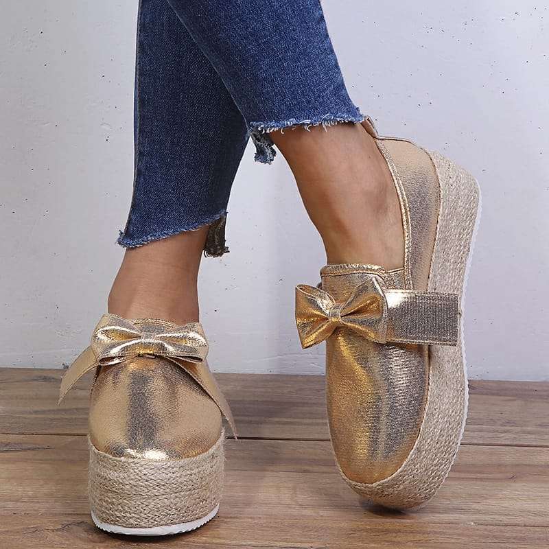 Platform Bow Shoes - GREEN / 6