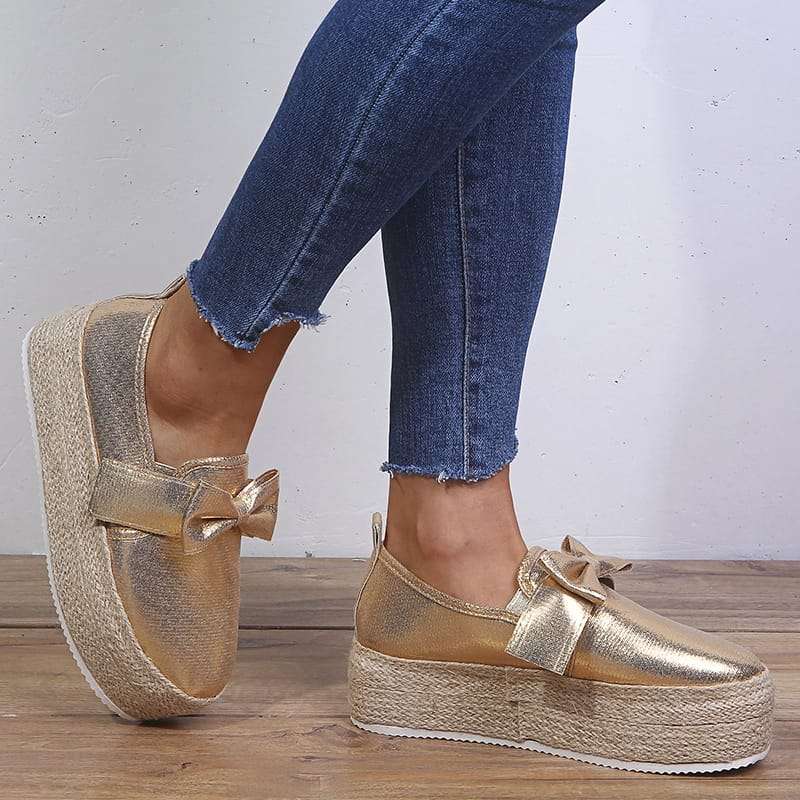 Platform Bow Shoes - GREEN / 6