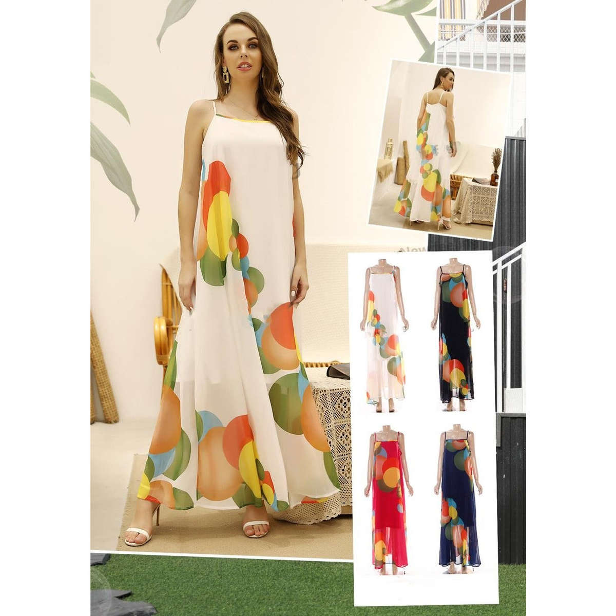 Sleeveless Floral Maxi Dress - BLACK / XS