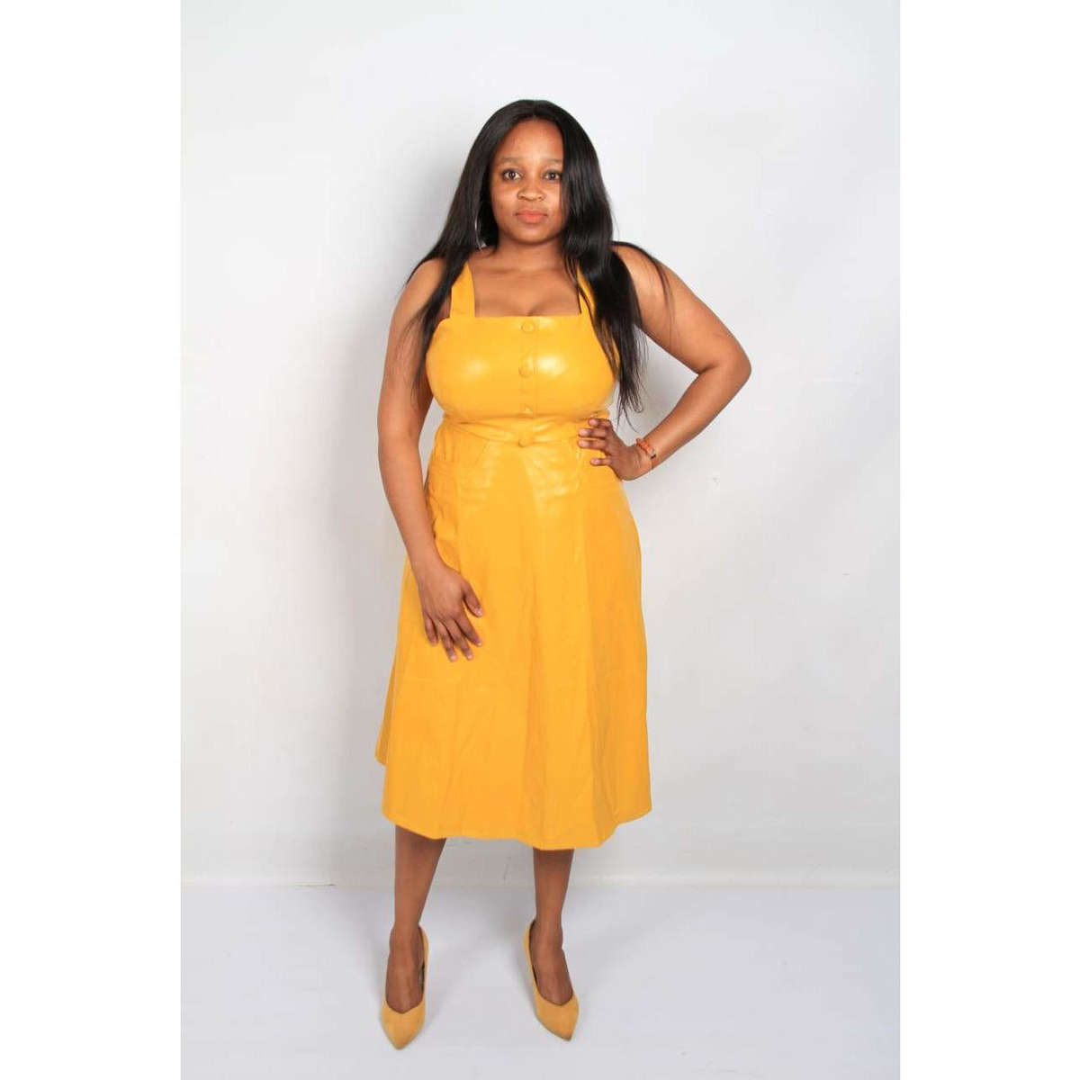 Faux Lather Dress - BLACK / S