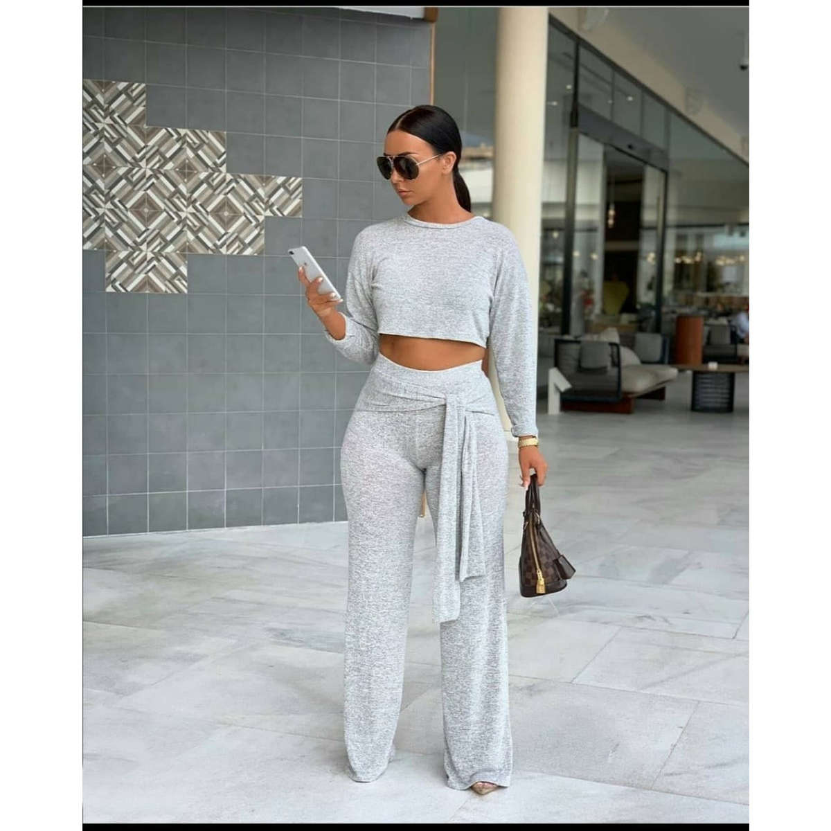 Weakened Vibe Long Sleeve Set - GREY / XL