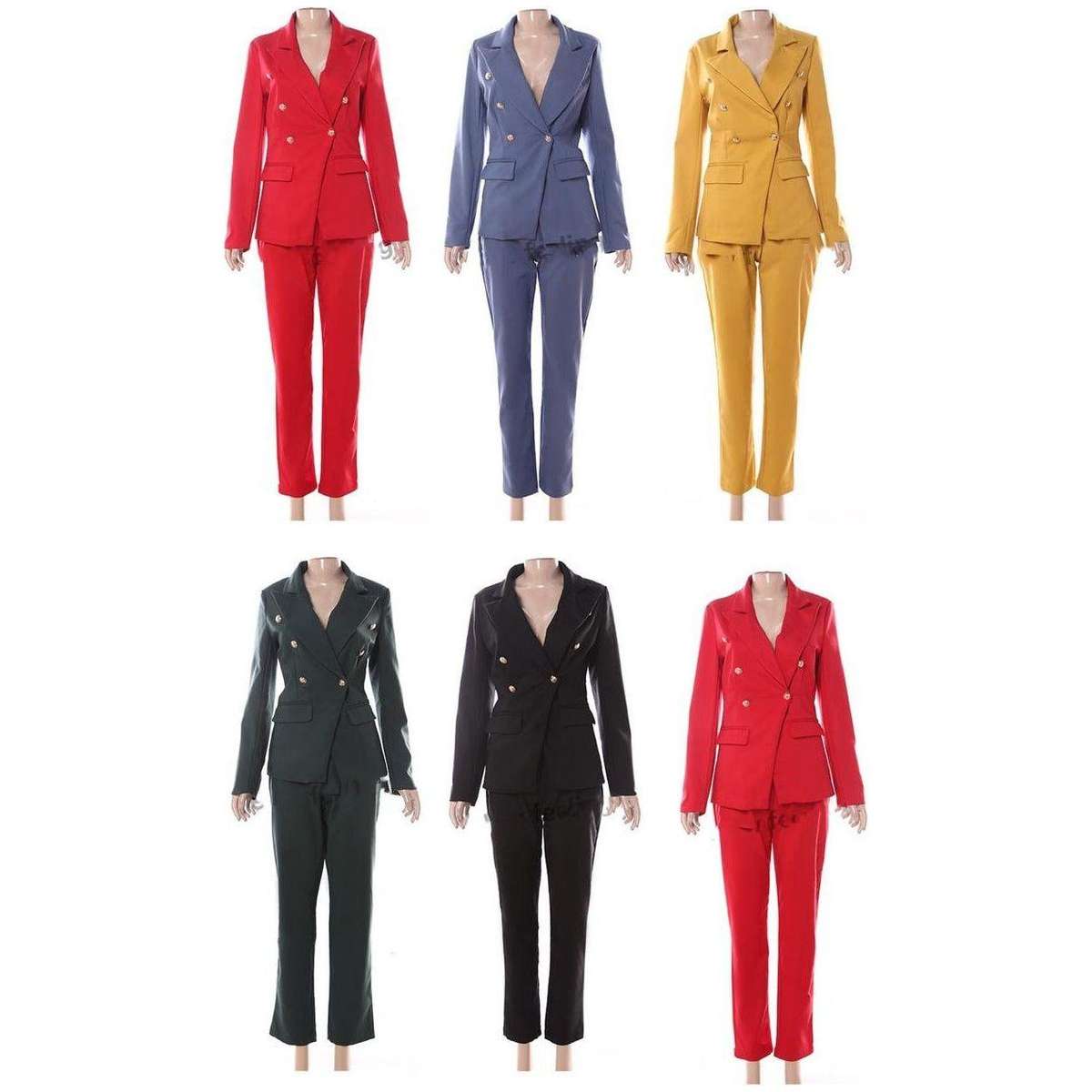 Double Breasted Ladies formal Suit - BLUE / L