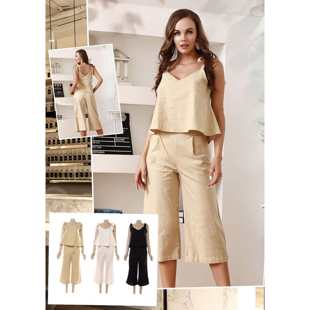 Off Shoulder Casual Set - BLACK / M