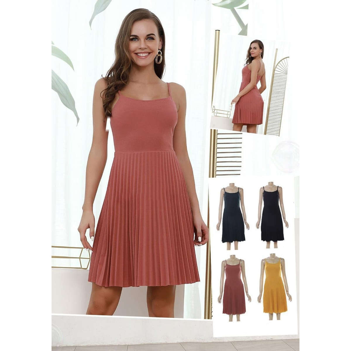 Pleated Midi Dress
