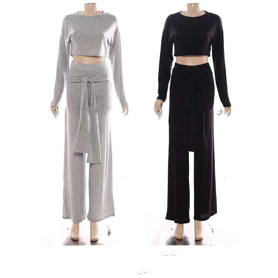 Weakened Vibe Long Sleeve Set - GREY / XL