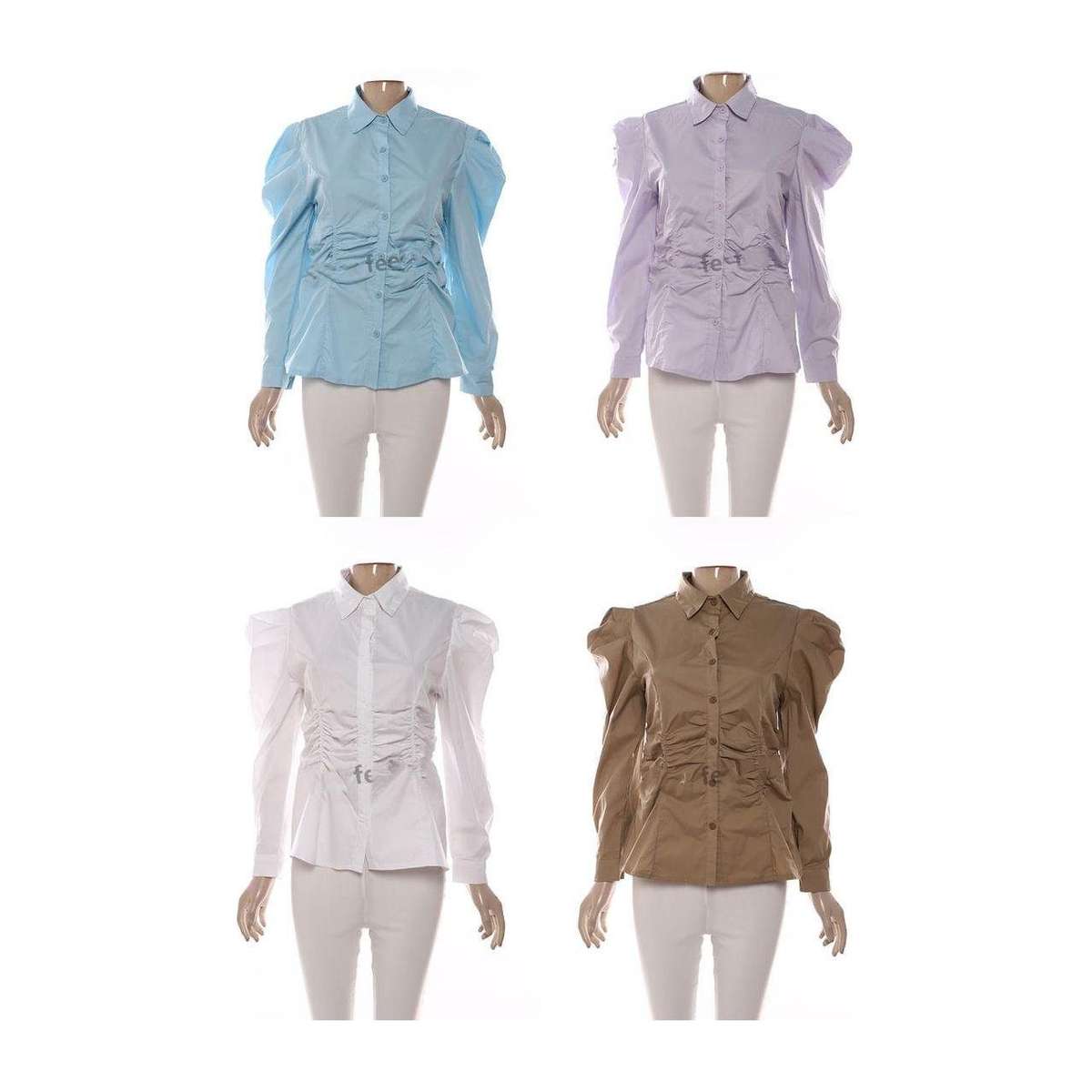 Puff Long Sleeve Blouse - BROWN / XXL