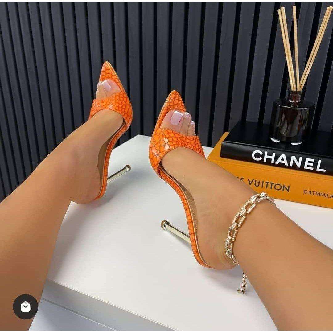 flip flops snick print Pointed toe shoes - PINK / 3