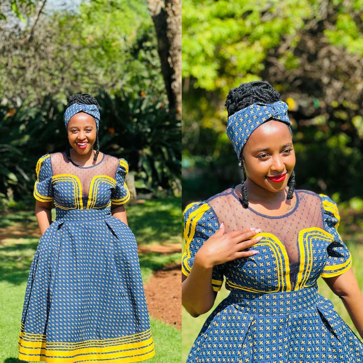 Round Neck Short Sleeve Ankara Dress - BROWN / XXL