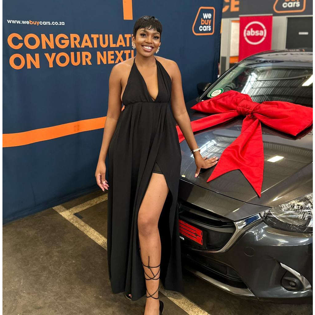 Deep V Neck Side Slit Maxi Dress - BLACK / XL