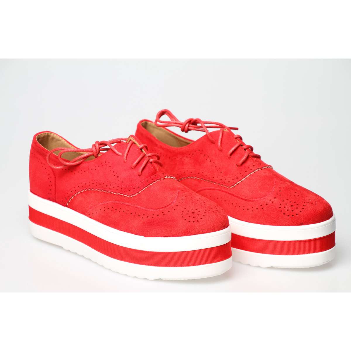 Hollow Platform Oxford Shoes - RED / 6