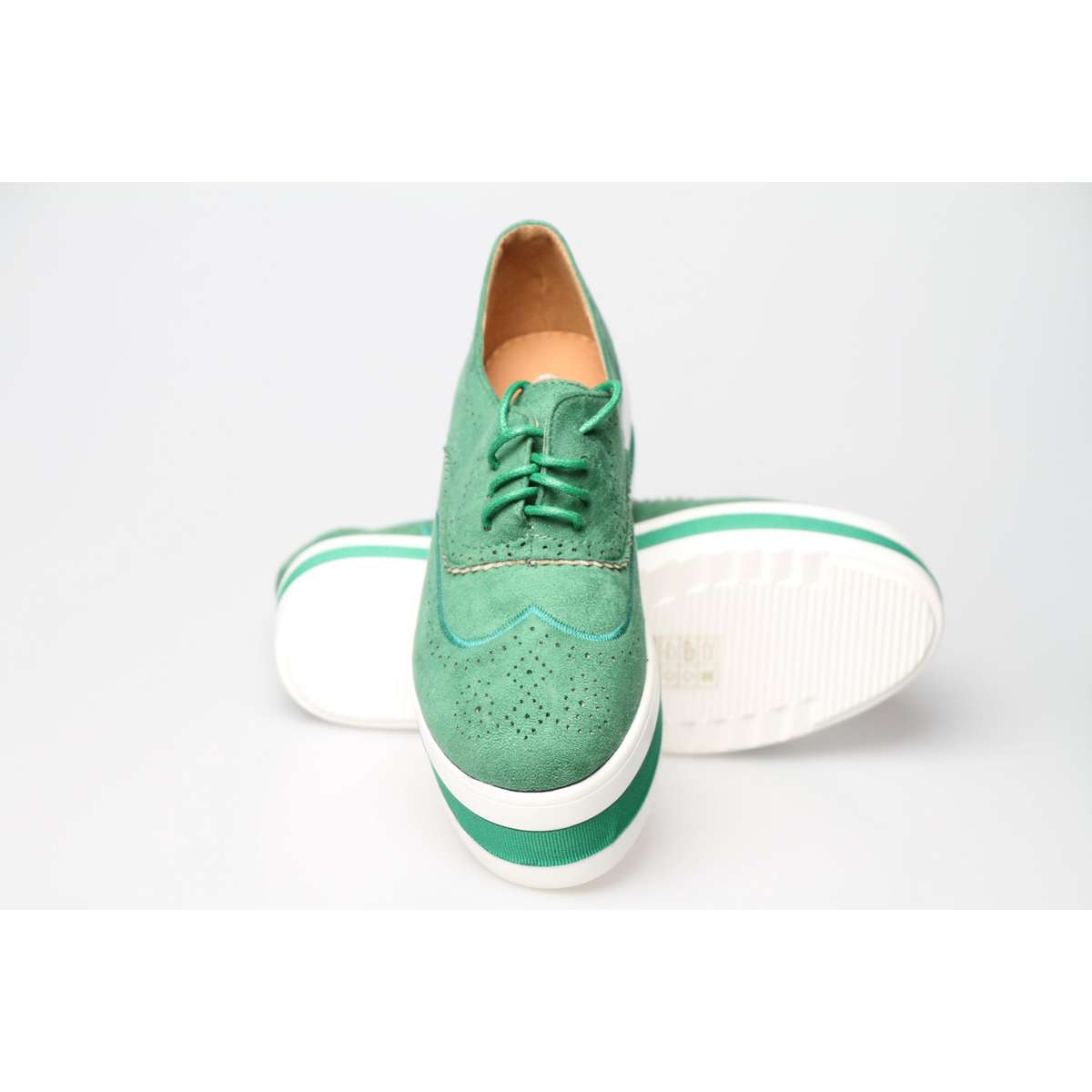 Hollow Platform Oxford Shoes - GREEN / 6
