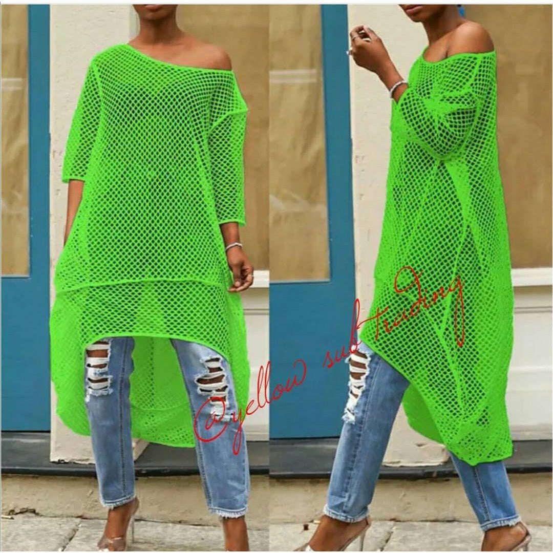 Mesh Irregular Cover Up Dress - BLACK / S