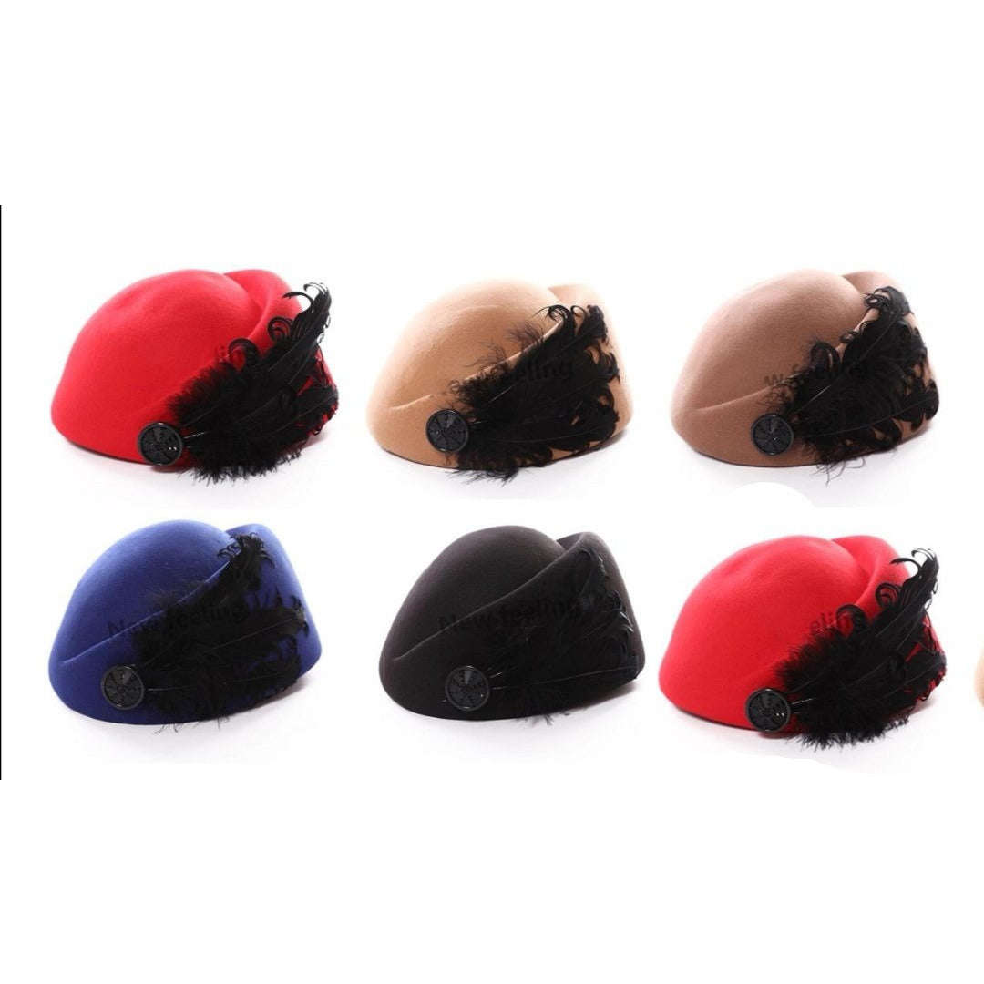 Decorated wool vintage Hats - GREEN