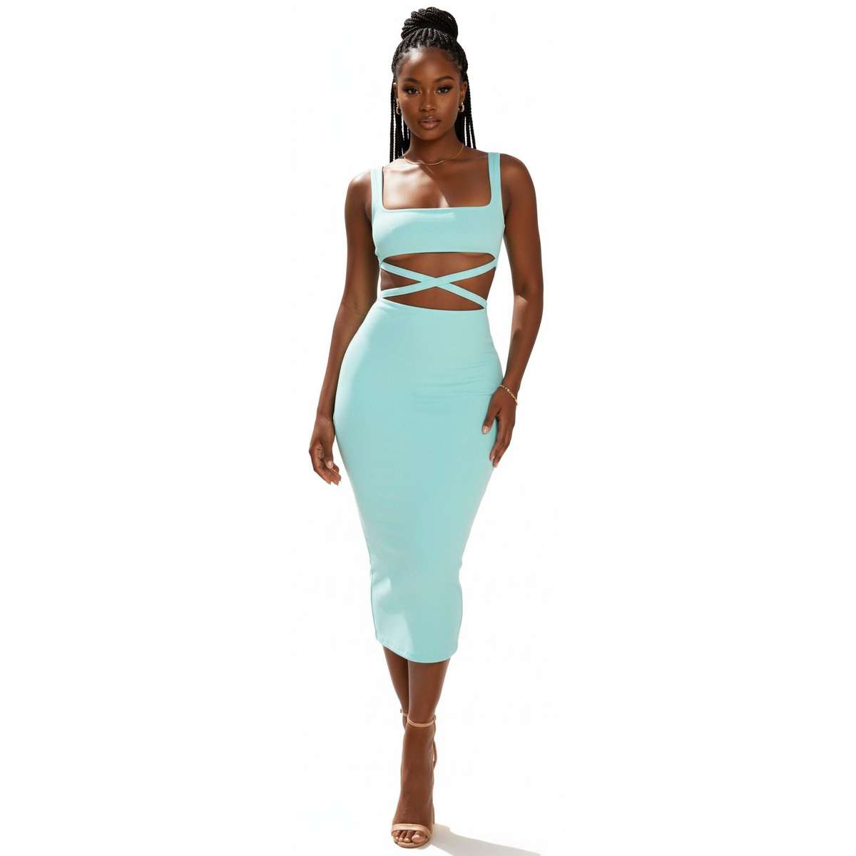 Pencil Skirt + Crop Top Set - ORANGE / L