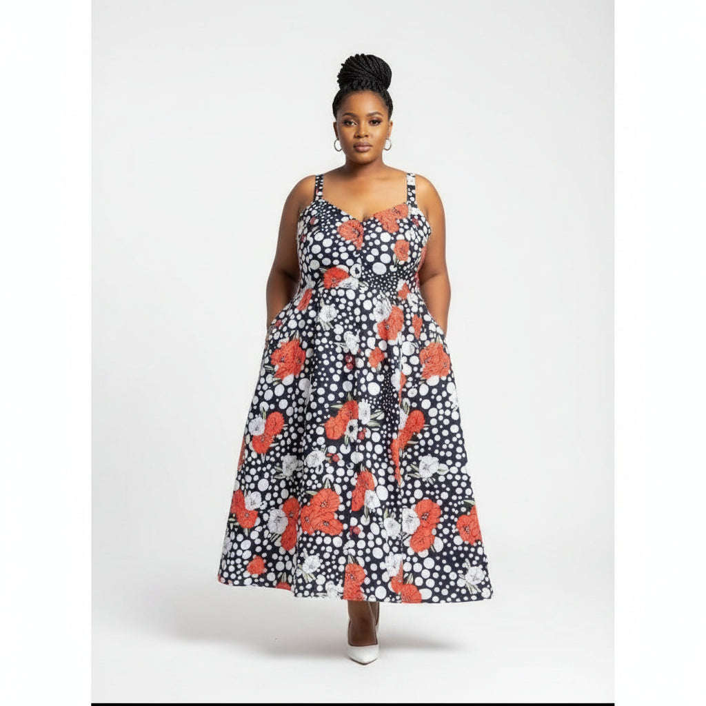 Sleeve-less Floral Print Dress