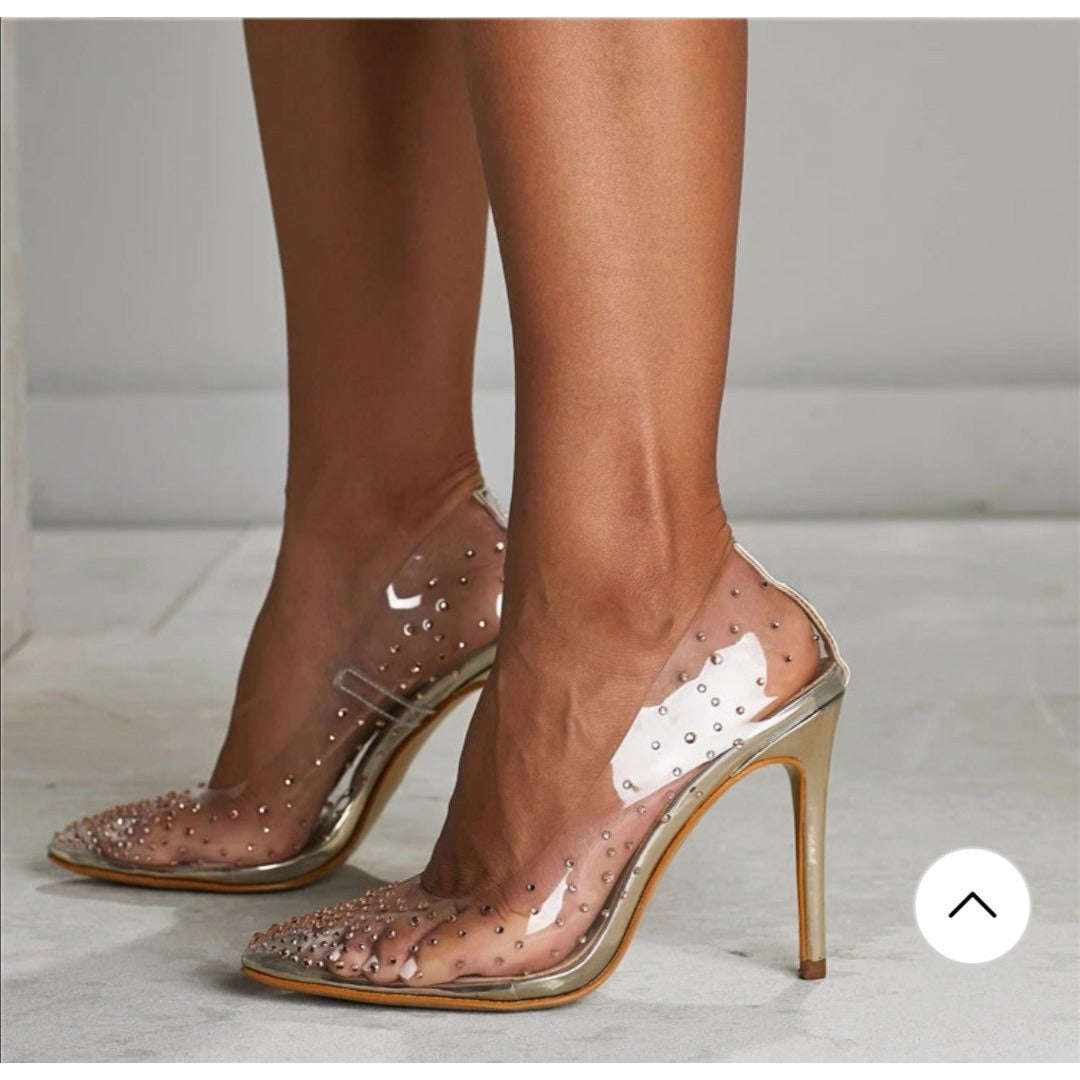 PVC Pumps Stilettos High Heels Shoes - PINK / 5