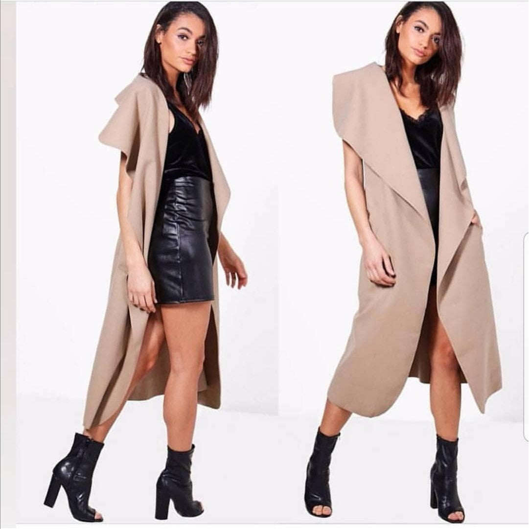 Sleeveless Long Coat - MUSTARD / L