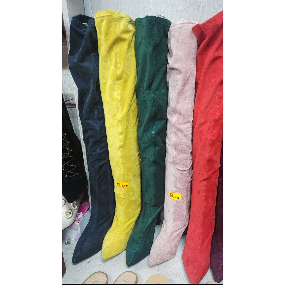 Starchy Suade Knee Boots - RED / 8