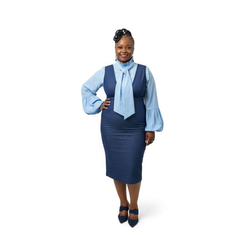 Denim Suspender Dress - M