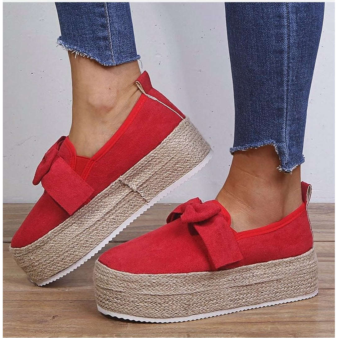 Platform Bow Shoes - GREEN / 6