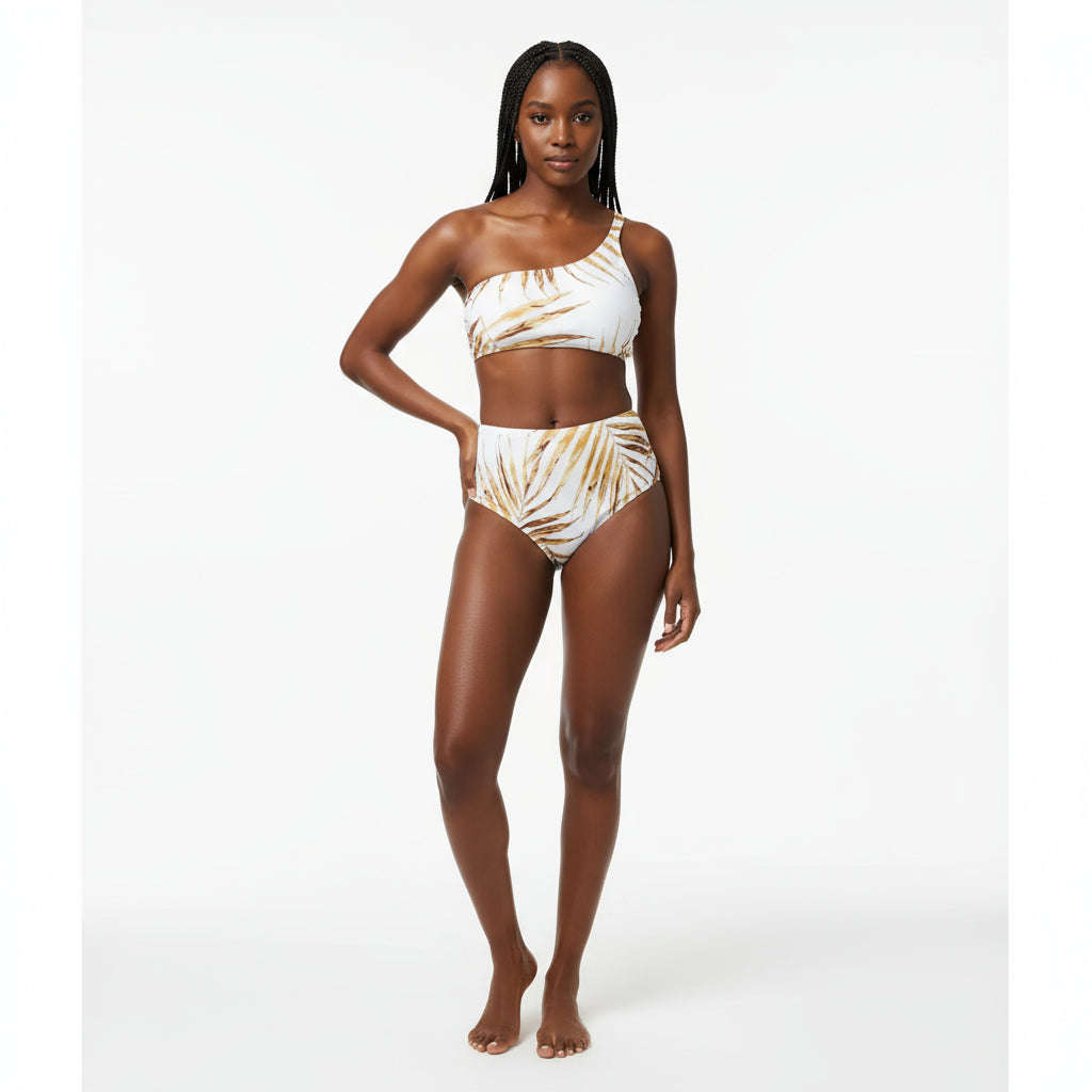 leaves print 3pcs bikini Set - L