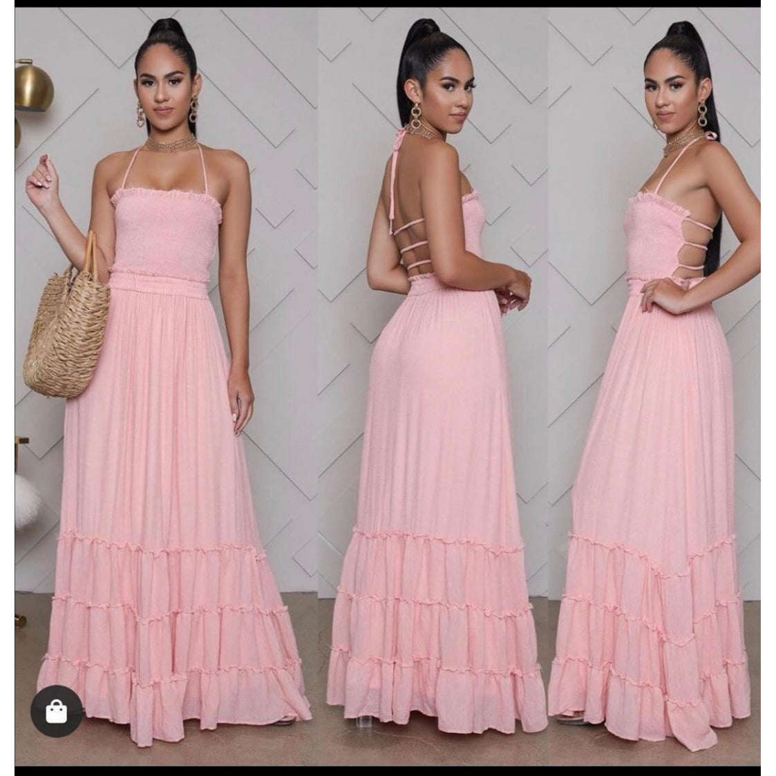 Backless Maxi Dress - MAROON / XXL