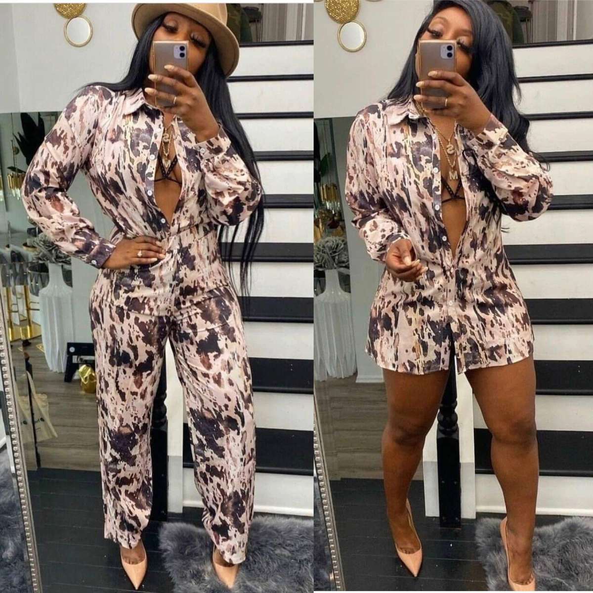 Print Sheryl Twin Set - DEEP GREEN / S