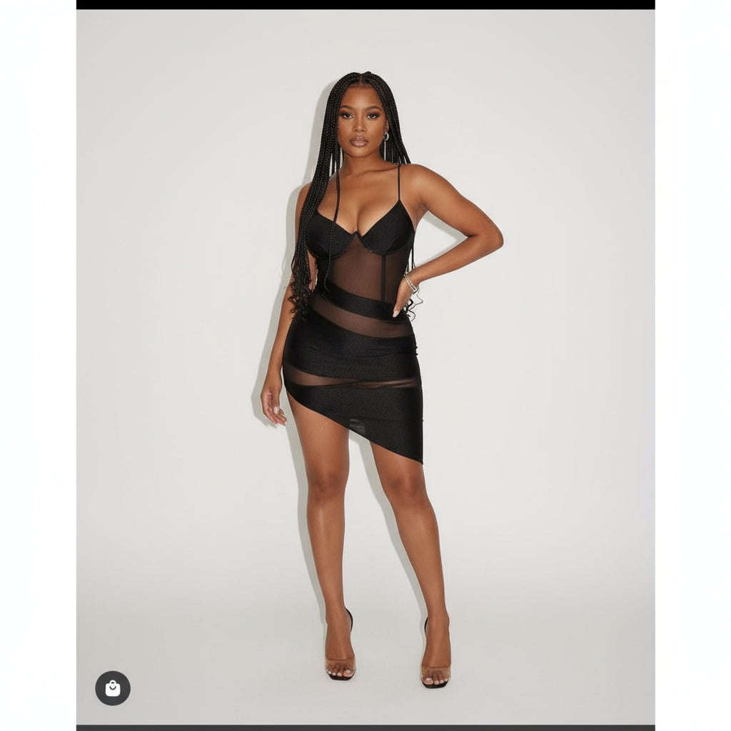 Sexy Mesh Patchwork Bodycon Dress