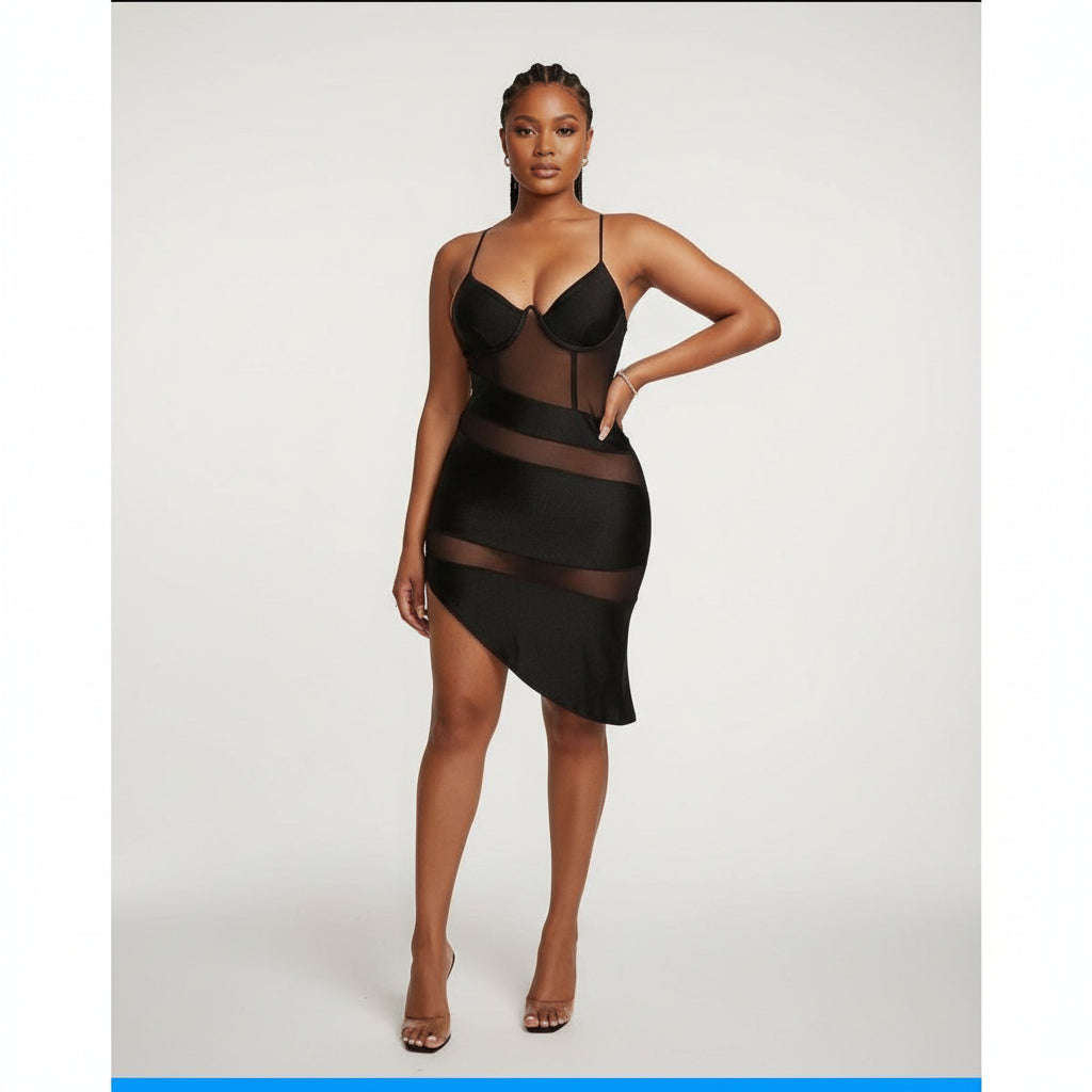 Sexy Mesh Patchwork Bodycon Dress
