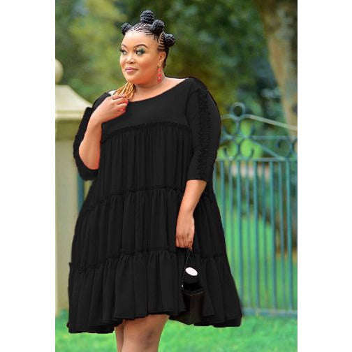 Loose Casual Summer Dress - GREEN / L